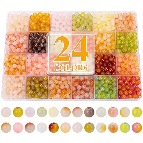 About 1200+ pcs 6mm Glass Beads Bracelet Making Kit (1200 Count)