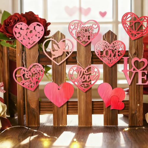 36PCS Wooden Heart Ornaments to Paint Valentine's Day Craft (36 Count)