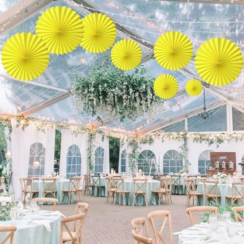 Yellow Birthday Party Decorations Sunshine Yellow Hanging Paper Fans 12inch