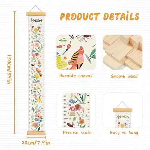 Personalized Name Growth Chart Wall Decor for Kids