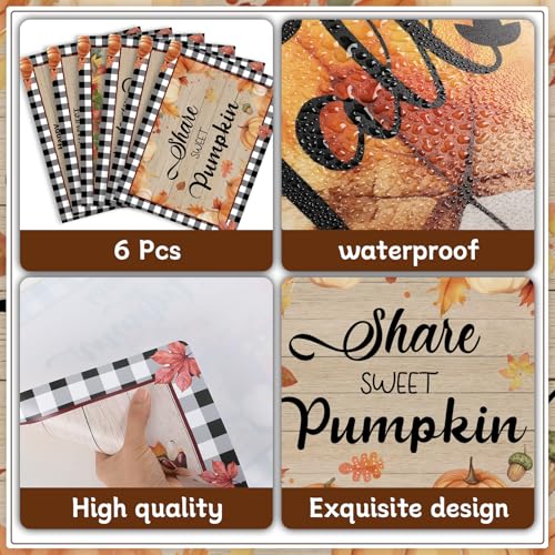 Fall Placemats Set of 6 Buffalo Plaid Plastic Table Mat 17×13×0.04in (6 Count)