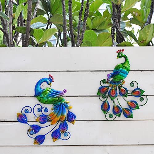 Metal Peacock Bird Wall Decor Outdoor Wall art (2 Count)