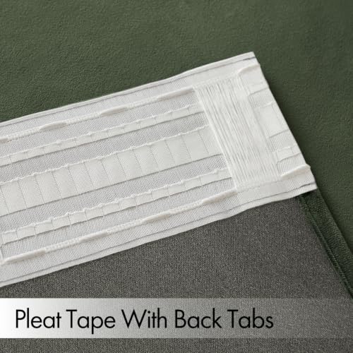Olive Velvet Pinch Pleat Blackout Curtains W52 X L108 Inches