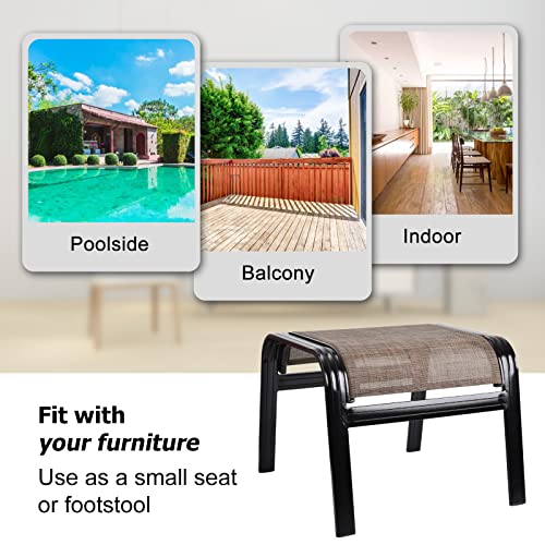 Patio Ottoman Outdoor Footstools Assembled Aluminum Footrest Small Seat for Balcony (2 Count)