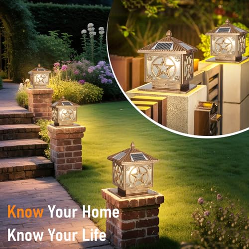 Outdoor Solar Post Light with Remote