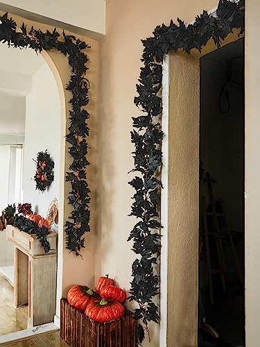 Black Artificial Maple Leaf Garland