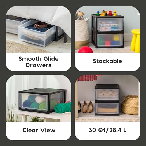 2 Pack 30 Qt. Stacking Drawer Organizer with Sliding Drawer (2 Count)