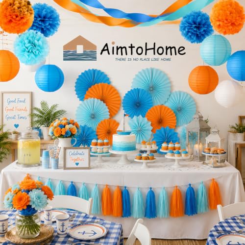 Orange and Blue Paper Tassel (20 Count)