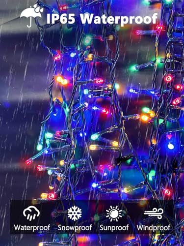 Solar Christmas Lights Outdoor 4 Pack 200 LED 132FT String Light Multicolor (4 Count)