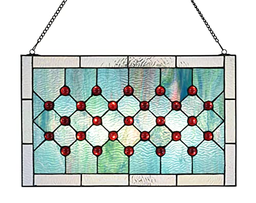 Tiffany Stained Glass 19.25" x 11.75" Window Panel