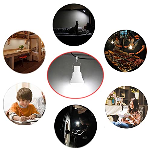 Solar Bulb Light 350LM Solar Powered Portable Camping Light Led Lantern Outdoor Lamp Hiking Fishing Tent Indoor Shed Chicken Coop Hurricane Emergency Chargeable (2 Count)