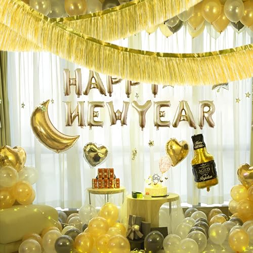 Gold Foil Fringe Garland 10FT 2packs for Parade Float Decorations (20 Foot)