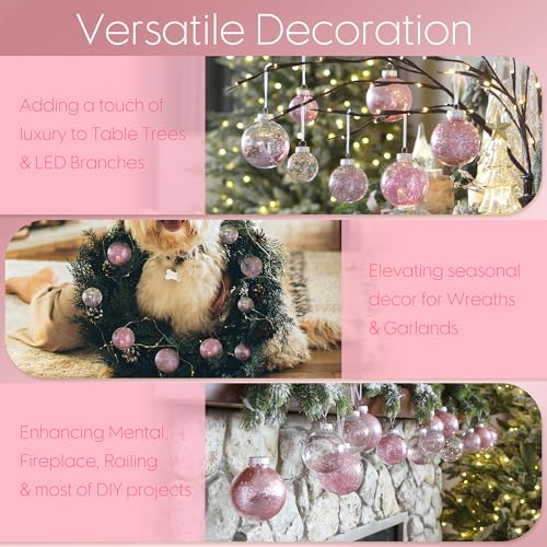 16 Pack Clear Christmas Ball Ornaments with Fillers (16 Count)