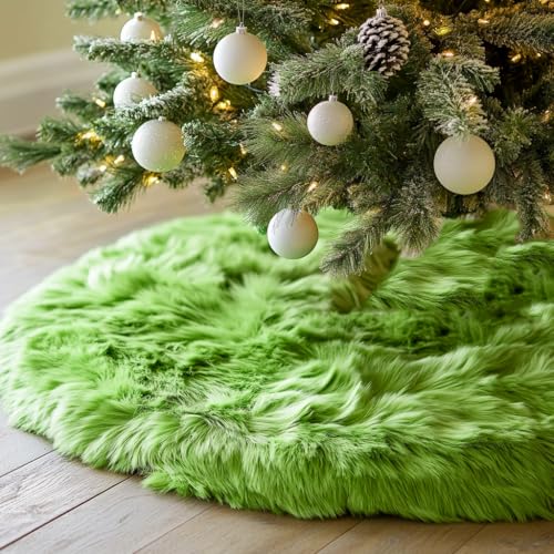 60 Inch Green Christmas Tree Skirt Plush Decoration for Merry Christmas Party