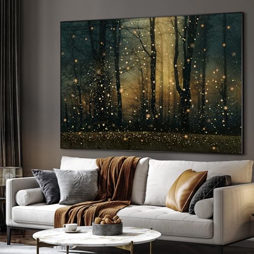 60"x72" Extra Large Framed Wall Art Magical Firefly Forest at Twilight