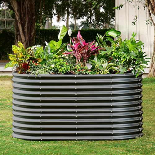 6x3x3ft Oval Galvanized Raised Garden Beds