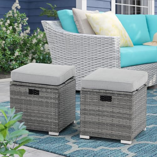 2 Piece Outdoor Patio Ottoman with Storage (2 Count)