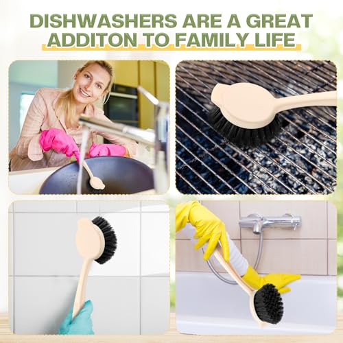 16 Pack Dish Brush with Handle Dish Scrubber Brush with Built (16 Count)