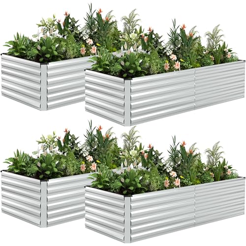 8x4x2ft Outdoor Metal Raised Garden Bed (4 Count)