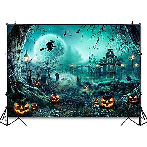 10x7ft Green Halloween Backdrop Spooky Photography Background