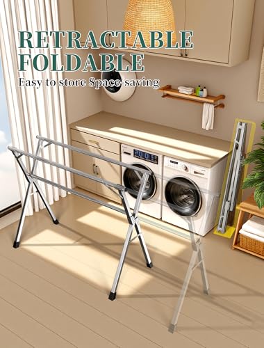 Folding Stainless Steel Laundry Drying Rack 63 Inches