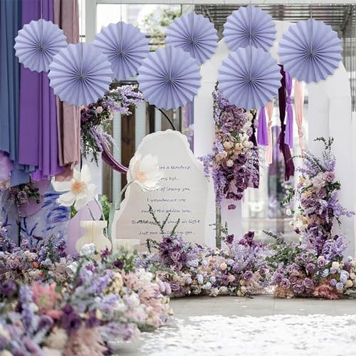 Purple Party Decorations DIY Purple Paper Fans Hanging Decoration 12in DIY