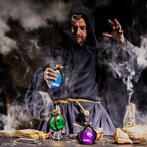 2 Pcs Halloween Glass Potion Bottles with Belt Cork Renaissance Witch Costume Accessories Witch Props Potion Bottle for Halloween Party Decor Cosplay DIY Crafts Gift (2 Count)