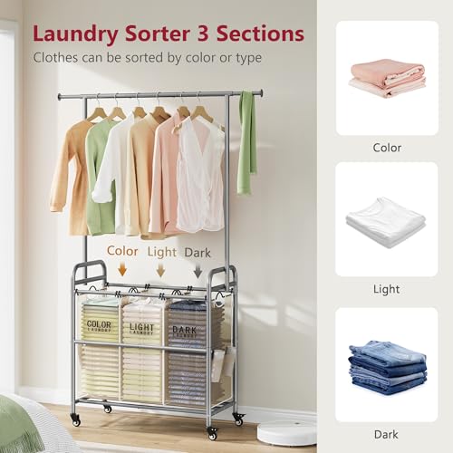 Laundry Hamper with Hanging Rack