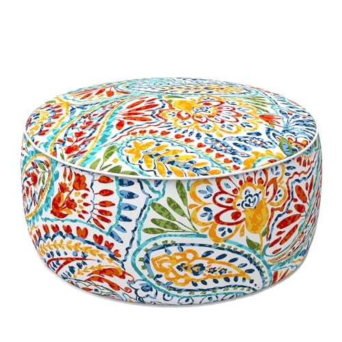 Indoor Outdoor Inflatable Ottoman with Handle D21 x H9 Inch