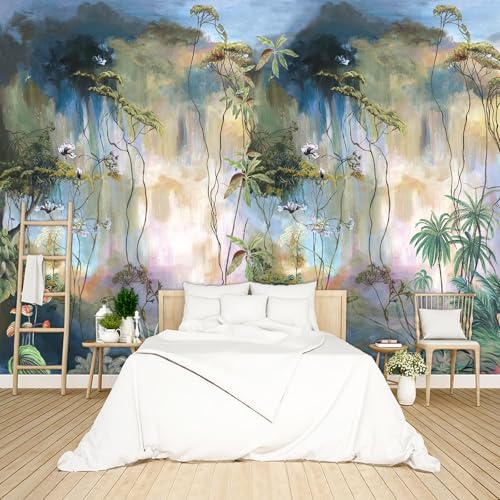 Abstract Tropical Landscape Oil Painting wall Mural Peel and Stick Wallpaper for Bedroom Living Room