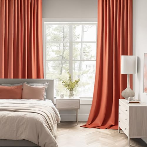 Fall Burnt Orange Back Tab Blackout Curtains 52"x108" Length 2 Panel (2 Count)