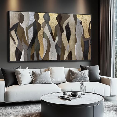 Figure Wood Wall Decor Neutral Wall Art Modern Poster Printing 24"x48" Picture for Bedroom Hanging Art for Dining Room Area