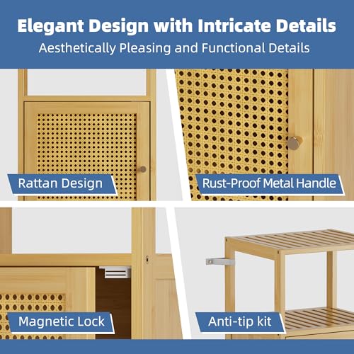 Bathroom Storage Cabinet Rattan