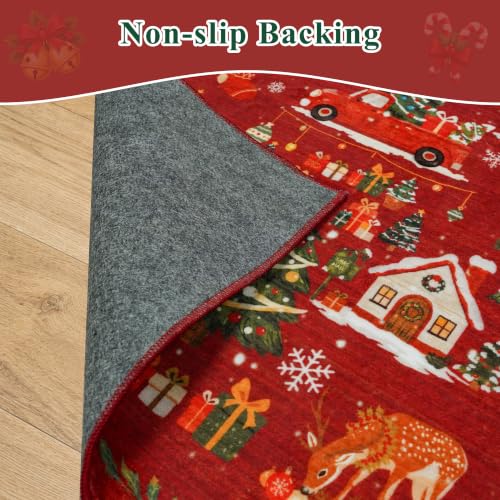Washable Christmas Rug Runner 3x4