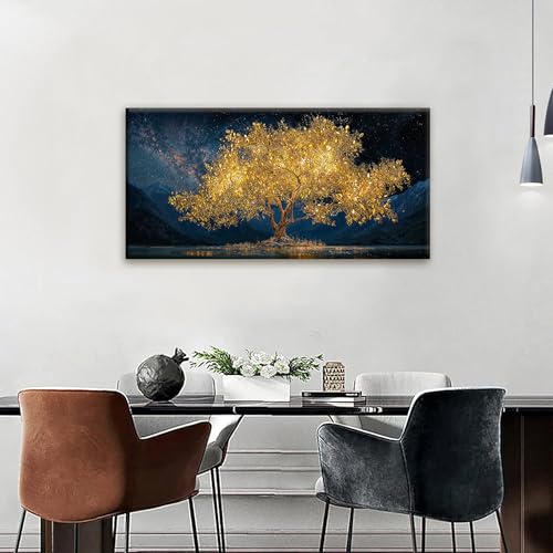 Modern Canvas Wall Art Decor Print Paintings Gold Tree Of Life Landscape Painting Prints Abstract Wall Decor Picture For Bedroom Office Home Kitchen Artwork Ready To Hang 20"×40"