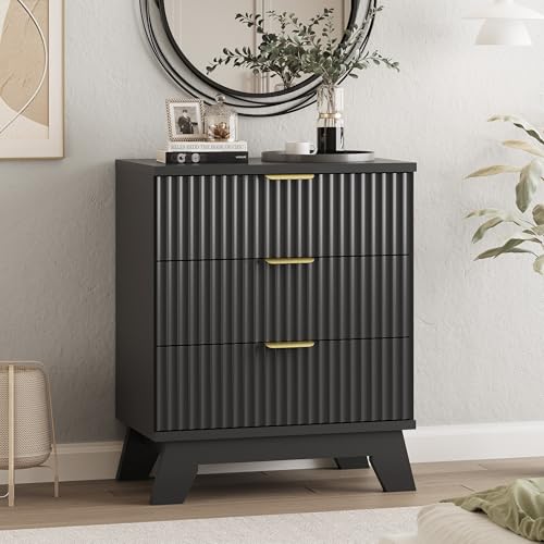 Fluted Dresser for Bedroom with 3 Drawers