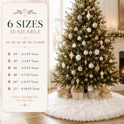 72 Inch White Faux Fur Christmas Tree Skirt