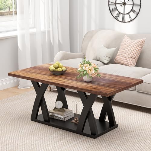 47" Farmhouse Coffee Table with Storage Shelf