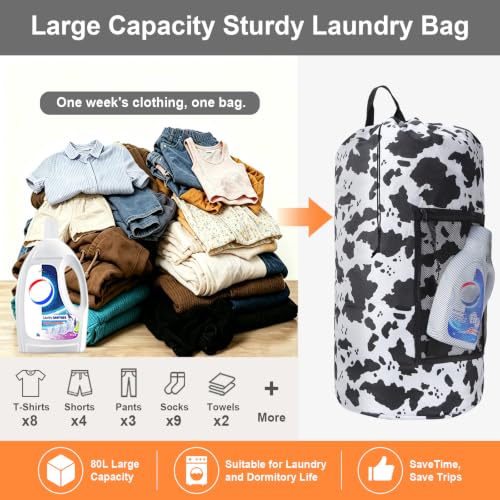Laundry Bag Backpack Durable Laundry Bag with Shoulder Straps and Mesh Pockets Portable Laundry Hamper Dirty Clothes Bag for College