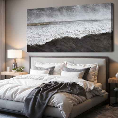 Black Canvas Artwork For Living Room Abstract Wall Decor Picture on Canvas Large Size Hallway Decor Office Dining Room Decorative Wall Art 29"x58" Ready to Hang