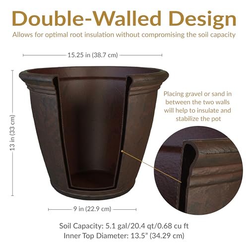 Sunnydaze Anjelica 15.25'' Large Plastic Planter Pot for Plants