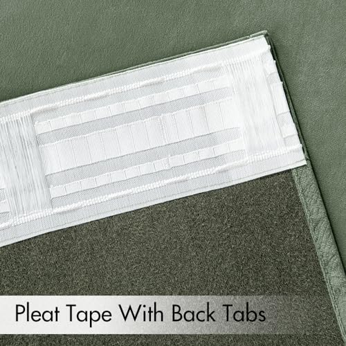 Sage Green Velvet Pinch Pleat Blackout Curtains W52 X L108 Inches (2 Count)
