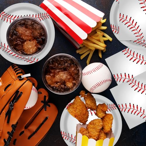 40 Pcs Baseball Party Dessert Plates and Napkins Sets (40 Count)