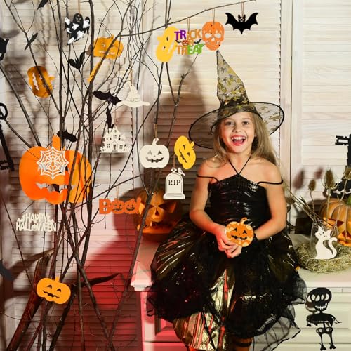 80PCS Wooden Halloween Ornaments to Paint Fall Decorations (80 Count)