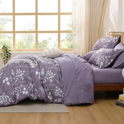 Floral Grayish Purple Comforter Set