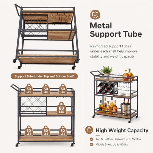 Bar Cart with Wheels