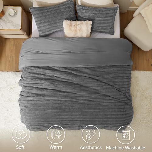 Faux Fur Queen Comforter Set