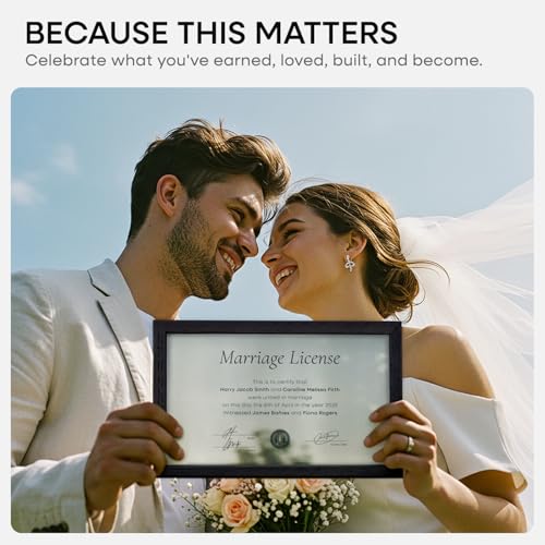 8.5x14 White Oak Marriage License Frame (3 Count)