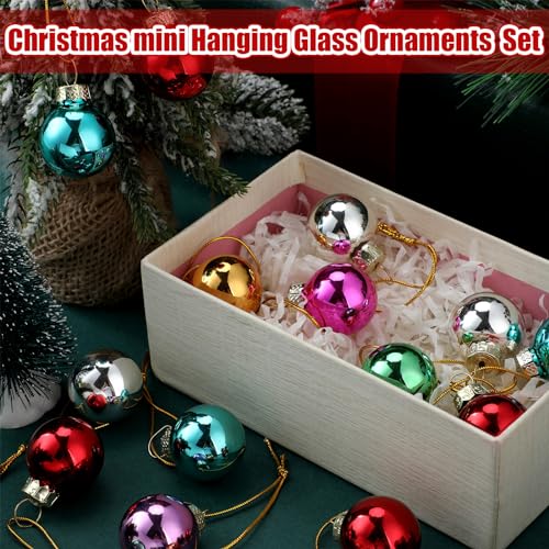 32 Pcs 1'' Mini Glass Christmas Ornament (32 Count)