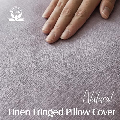 Decorative Linen Fringe Throw Pillow Covers 22×22 Light Purple (2 Count)